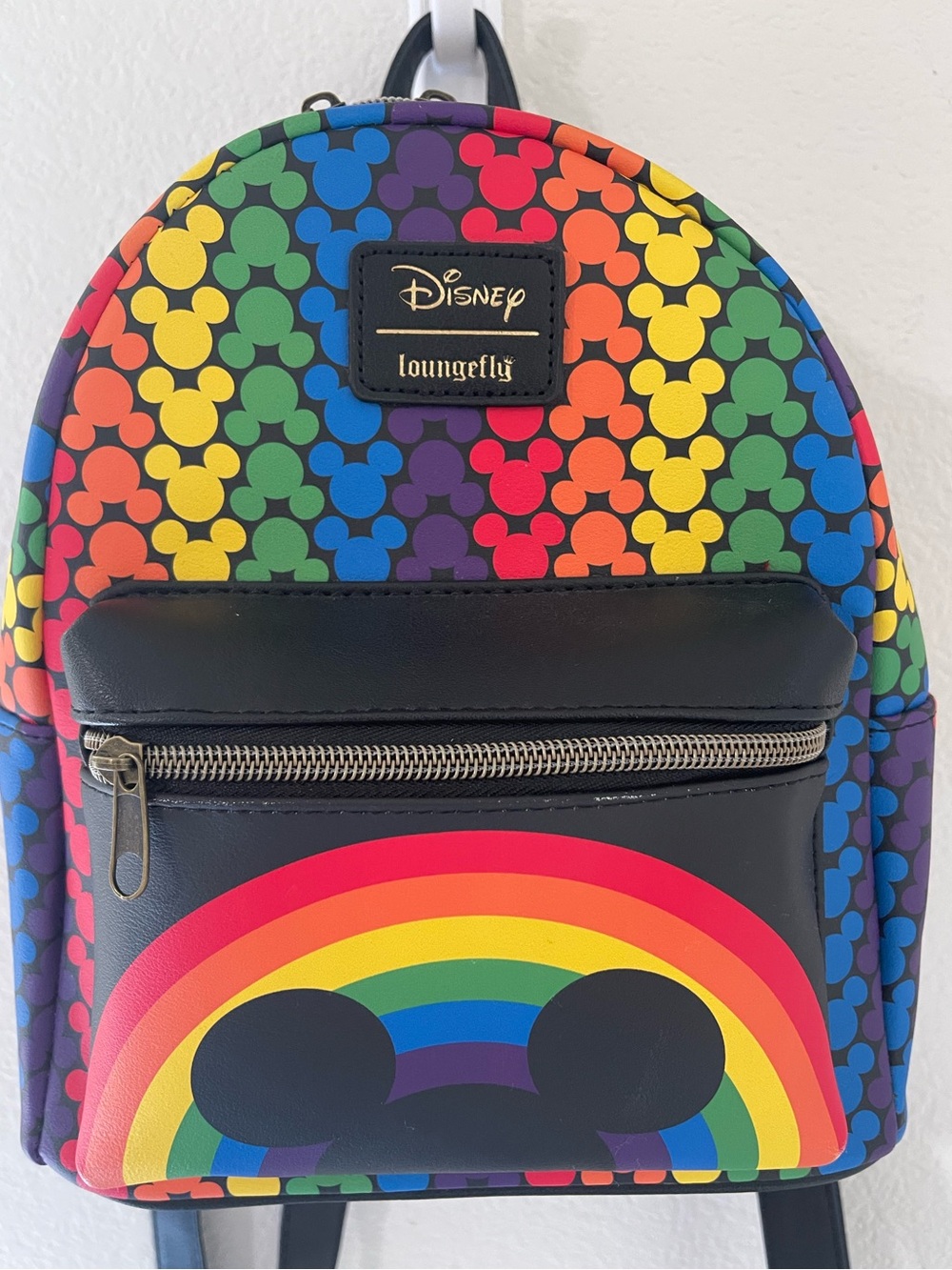 Loungefly Disney Rainbow Mickey Head Mini Backpack-EUC